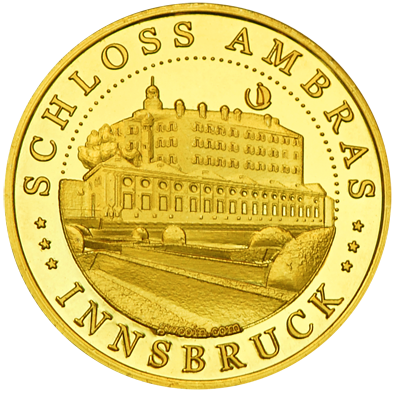 Front side Schloss Ambras Innsbruck Golden Austria