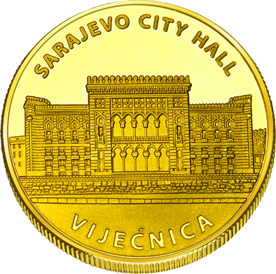 Front side Sarajevska Vijećnica Golden Bosna i Hercegov.