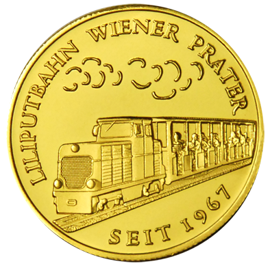 Front side Liliputbahn Wiener Prater Golden Austria