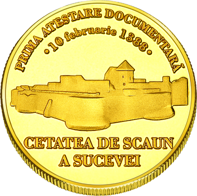 Back side of Cetatea de Scaun a Sucevei Golden Romania