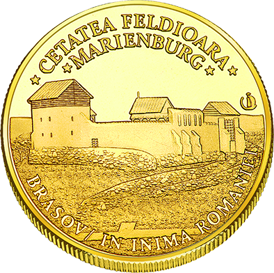 Front side Cetatea Feldioara Golden Romania